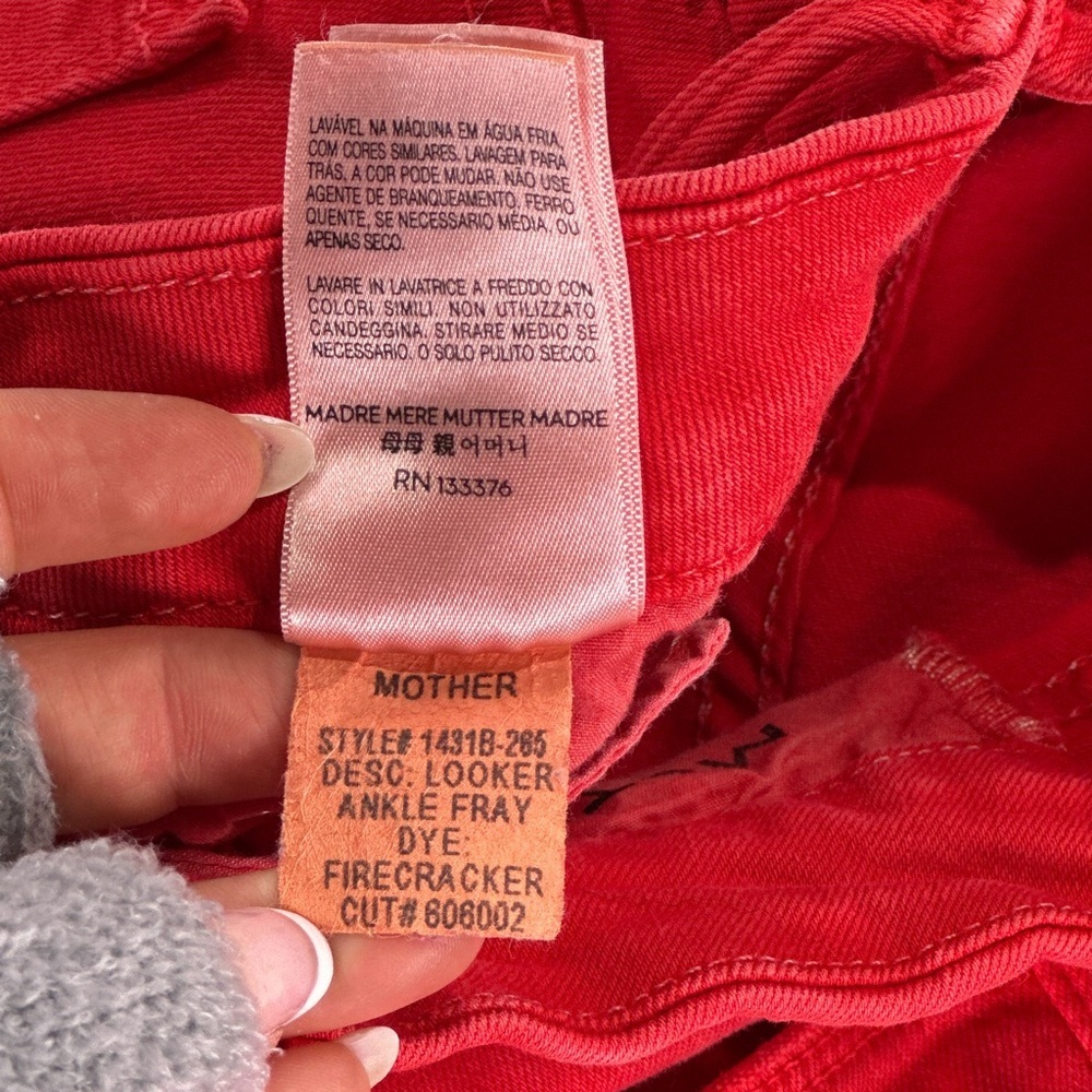 MOTHER Women’s Skinny Jeans Red Firecracker Ankle Size 27 - Picture 5 of 12